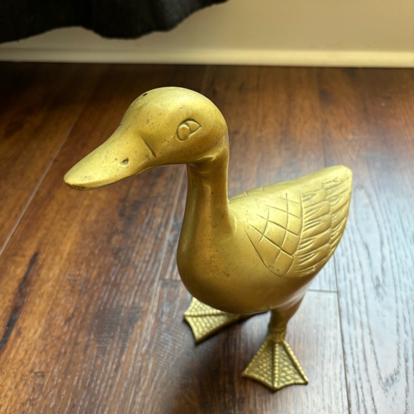 Gold Brass Solid Heavy Goose 10.5 Inches Tall - Picture 3 of 5